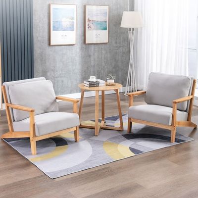 Nordic Morden Solid Wood Vintage Single Sofa Wooden Leisure Arm Chair Upholstered Sofa Recliner Chair