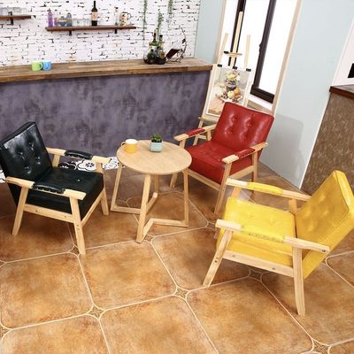 Comfortable Wooden Design Pu Seat Armchair for Hotel Dinning in Office Building and Coffee Shop