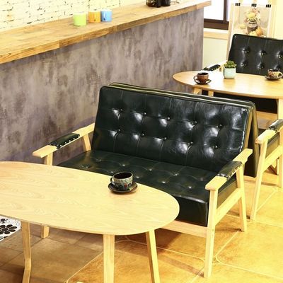 Comfortable Wooden Design Pu Seat Armchair for Hotel Dinning in Office Building and Coffee Shop