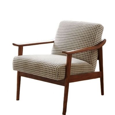 Hotel Specific Living Room Chair in Modern Design with Leather Armrest and Velvet Fabric