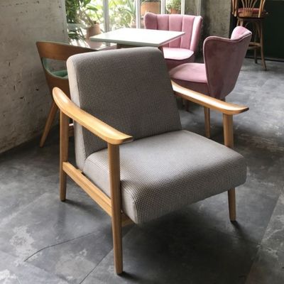 Hotel Specific Living Room Chair in Modern Design with Leather Armrest and Velvet Fabric