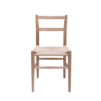 Hotel Restaurant Banquet or Home Simple Backrest Chair with Hemp Rope Weaving and Wooden Legs