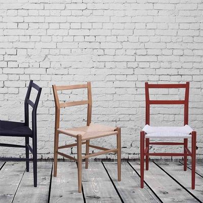 Hotel Restaurant Banquet or Home Simple Backrest Chair with Hemp Rope Weaving and Wooden Legs