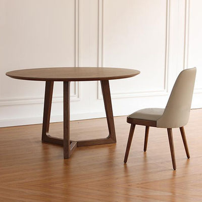 Hotel European Modern Nordic Design Round Wood Table with Solid Rubber Wood and Oak Wood