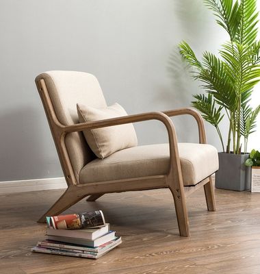 Modern Nordic Living Room Couch with Upholstered Armrest and Solid Wooden Construction