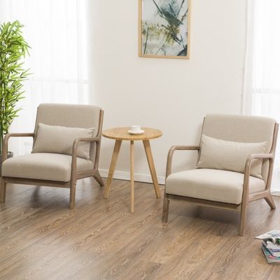 Modern Nordic Living Room Couch with Upholstered Armrest and Solid Wooden Construction