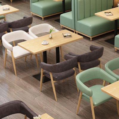 Solid Wood Round Dining Table and Chairs for Milk Tea Shop Negotiation Coffee Western Restaurant Fast Food Snack Bar