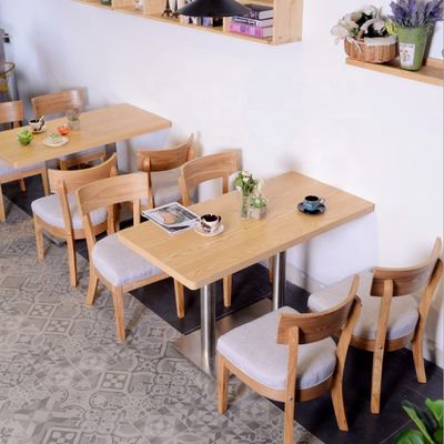 Solid Wood Round Dining Table and Chairs for Milk Tea Shop Negotiation Coffee Western Restaurant Fast Food Snack Bar