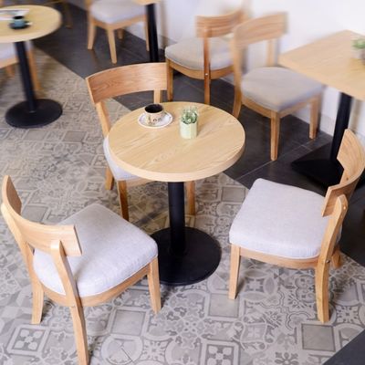 Solid Wood Round Dining Table and Chairs for Milk Tea Shop Negotiation Coffee Western Restaurant Fast Food Snack Bar