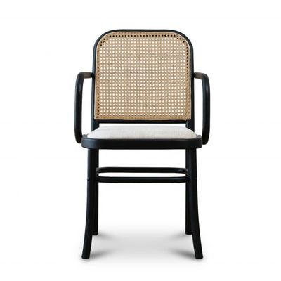 Antique Design Wooden Rattan Back Dining Arm Chair for OEM/ODM and Leisure Chair Style