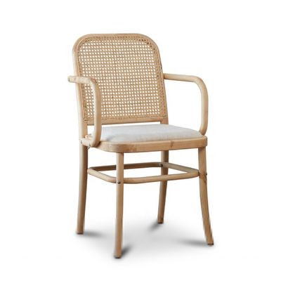 Antique Design Wooden Rattan Back Dining Arm Chair for OEM/ODM and Leisure Chair Style