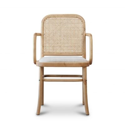 Antique Design Wooden Rattan Back Dining Arm Chair for OEM/ODM and Leisure Chair Style