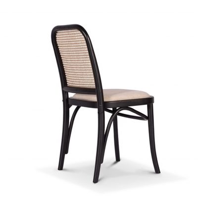 Classic Solid Wood Frame Dining Chair in Black Rattan for Living Restaurant Hotel Modern Design Style