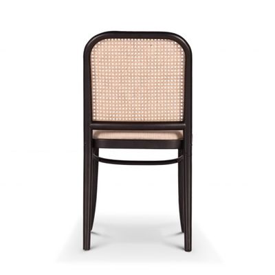 Classic Solid Wood Frame Dining Chair in Black Rattan for Living Restaurant Hotel Modern Design Style