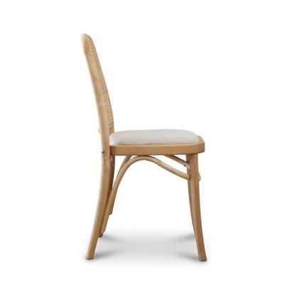 Classic Solid Wood Frame Dining Chair in Black Rattan for Living Restaurant Hotel Modern Design Style