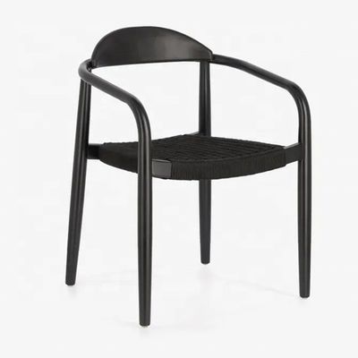 Best Sale Modern Living Room Armrest Wood Dining Rope Chair with Armrest and Mail Packing