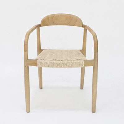 Best Sale Modern Living Room Armrest Wood Dining Rope Chair with Armrest and Mail Packing