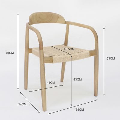 Best Sale Modern Living Room Armrest Wood Dining Rope Chair with Armrest and Mail Packing