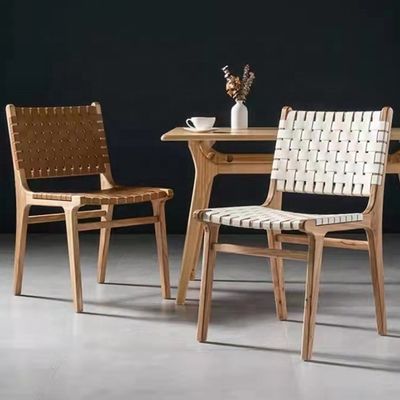 Two Years Guarantee Wooden Dining Chair with Solid Wood Frame and PU Leather Seat Cushion