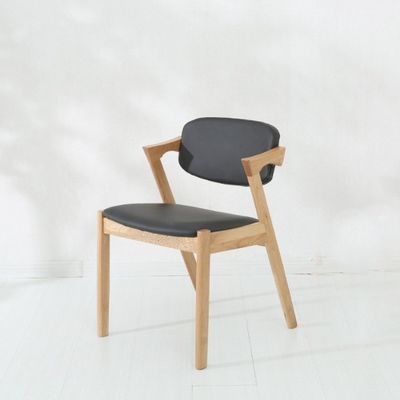NC/PU Paint Finish Solid Wood Leather Dinning Chair for Durable Restaurant