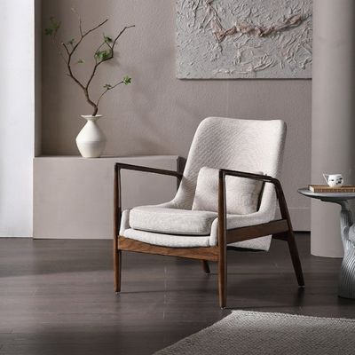 Wooden Upholstered Living Room Furniture Modern Lounge Armchair OEM Yes Mail packing N Wood arm chair