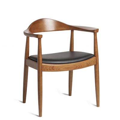 Modern Dining Chair Armrest Wooden Chair with Pu Leather and Dining Room Furniture