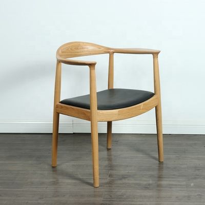 Modern Dining Chair Armrest Wooden Chair with Pu Leather and Dining Room Furniture