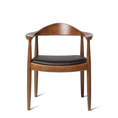 Modern Dining Chair Armrest Wooden Chair with Pu Leather and Dining Room Furniture