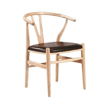 Hotel Modern PU Leather Solid Wood Dining Chair with NO Folding and Modern Horn Design