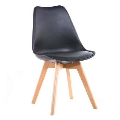 Lightweight Wood Dining Chairs with Upholstered Leather Seat and Weight Limit of 150kg