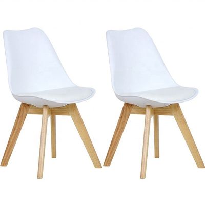 Lightweight Wood Dining Chairs with Upholstered Leather Seat and Weight Limit of 150kg