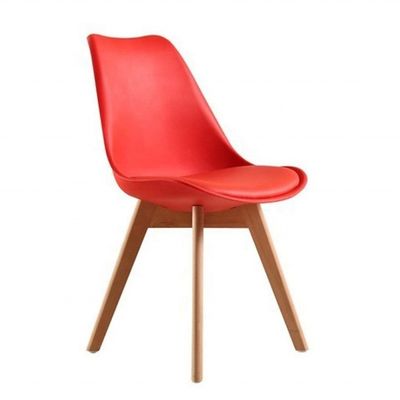 Lightweight Wood Dining Chairs with Upholstered Leather Seat and Weight Limit of 150kg