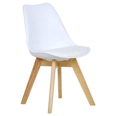 Lightweight Wood Dining Chairs with Upholstered Leather Seat and Weight Limit of 150kg