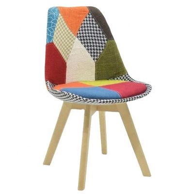 Dining Room Furniture Modern Custom Fabric Cover Patchwork Chair with Beech Legs Design Style