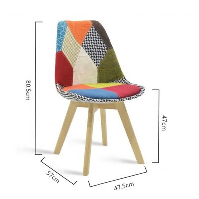 Dining Room Furniture Modern Custom Fabric Cover Patchwork Chair with Beech Legs Design Style