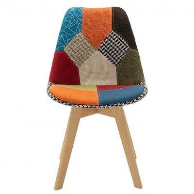 Dining Room Furniture Modern Custom Fabric Cover Patchwork Chair with Beech Legs Design Style