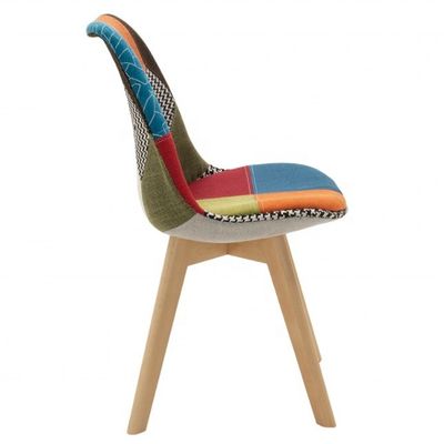 Dining Room Furniture Modern Custom Fabric Cover Patchwork Chair with Beech Legs Design Style