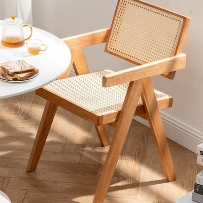 Comfortable Fabric Upholstered Rattan Wicker Chair for Home and Restaurant Dining Experience