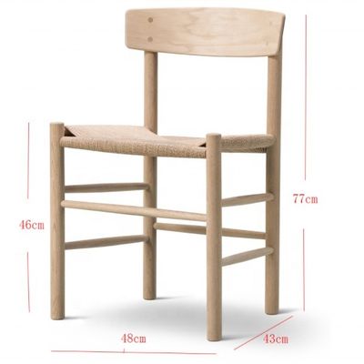 Adjustable Natural Paper Cord Seat Ash Wood Dining Chair Modern Design Style with Adjustable Seat