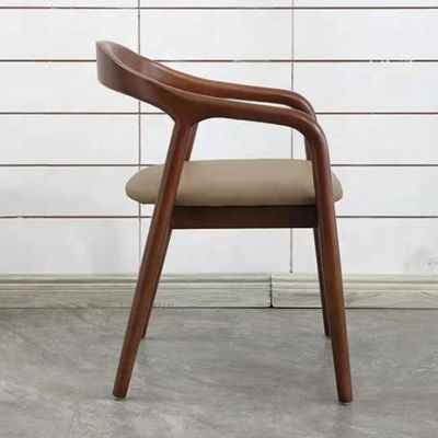 Solid Wood Legs Dining Chair with Leather Cushion for Restaurant Cafe Hotel NO Folded in Antique Style