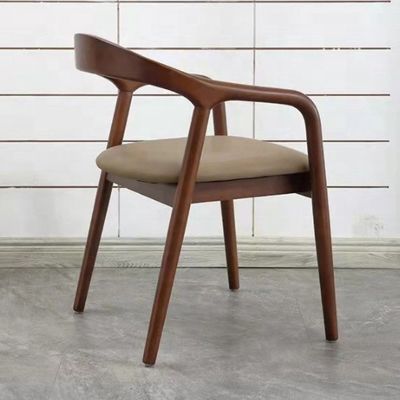 Solid Wood Legs Dining Chair with Leather Cushion for Restaurant Cafe Hotel NO Folded in Antique Style