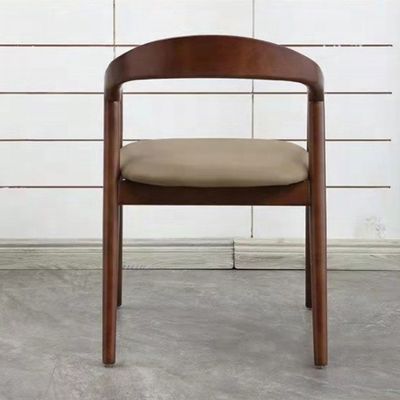 Solid Wood Legs Dining Chair with Leather Cushion for Restaurant Cafe Hotel NO Folded in Antique Style