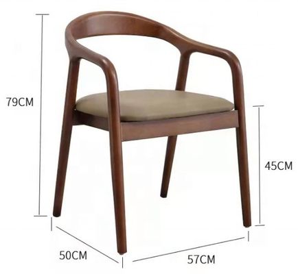 Solid Wood Legs Dining Chair with Leather Cushion for Restaurant Cafe Hotel NO Folded in Antique Style