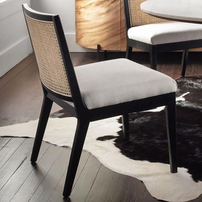 Best French Style Rattan Back Solid Oak Wood Antique Dining Chair Modern Design Style for Specific