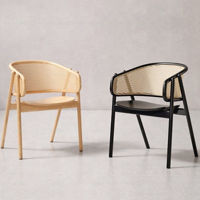 School Nordic Wood Cane Wicker Rattan Back Dining Chair Living Room Black Rattan Dining Relax Cane Chair