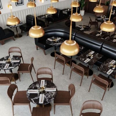 Stackable Wooden Dining Chair at Affordable for Commercial in Contemporary Design Style