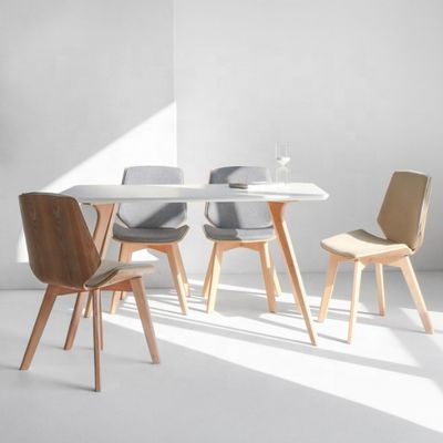 Commercial Economy Fabric Dining Chair with Solid Wood Legs and Modern Fabric Design