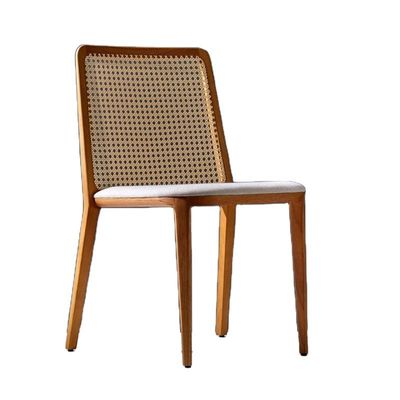Solid Wood Frame Dining Rattan Chair Modern Nordic Design with Cherry Wood
