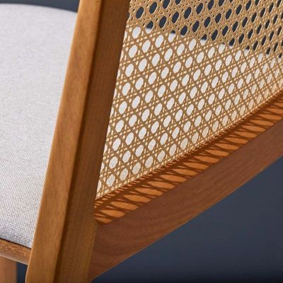Solid Wood Frame Dining Rattan Chair Modern Nordic Design with Cherry Wood