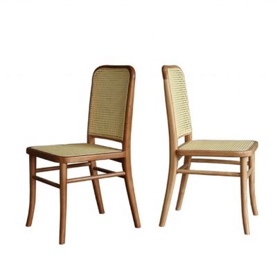 General Dining Room Furniture Solid Wood Dining Chair with Rattan Seat and Cane Backrest